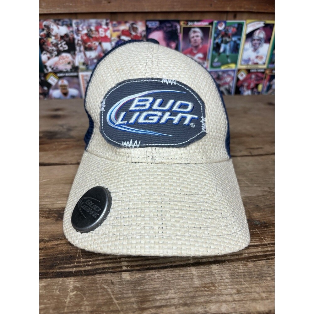 Anheuser Busch Bud Light Hat Snapback Cap Blue Size One Size 2013 OSFM Tiki Tan